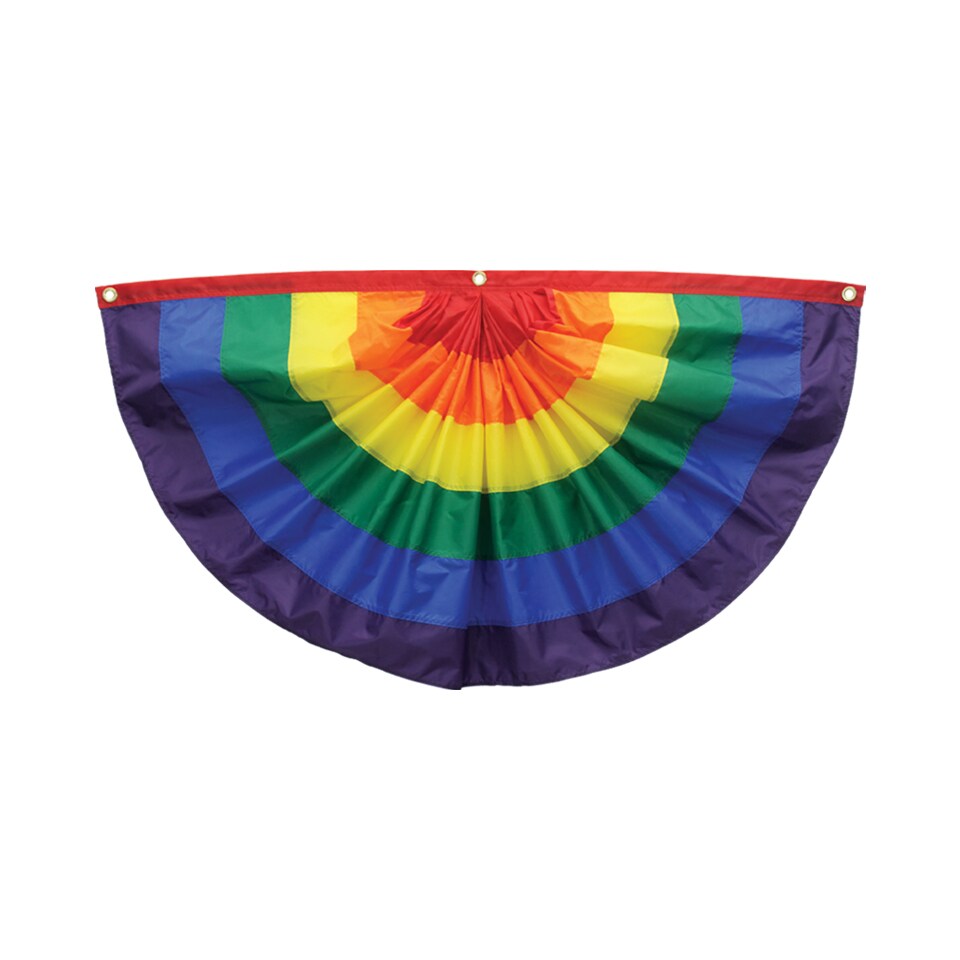 In the Breeze 3703 - 1.5&#x27; x 3&#x27; Rainbow Pleated Fan Bunting - Outdoor Rainbow Decoration