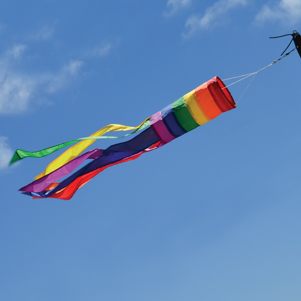 In the Breeze Rainbow Column 33 Inch Windsock - Colorful Hanging Decoration - Red, Orange, Yellow, Green, Blue and Purple Taffeta Material