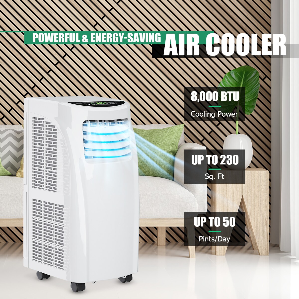 Costway Portable Air Conditioner 5500 BTU (8000BTU ASHRAE) Dehumidifier