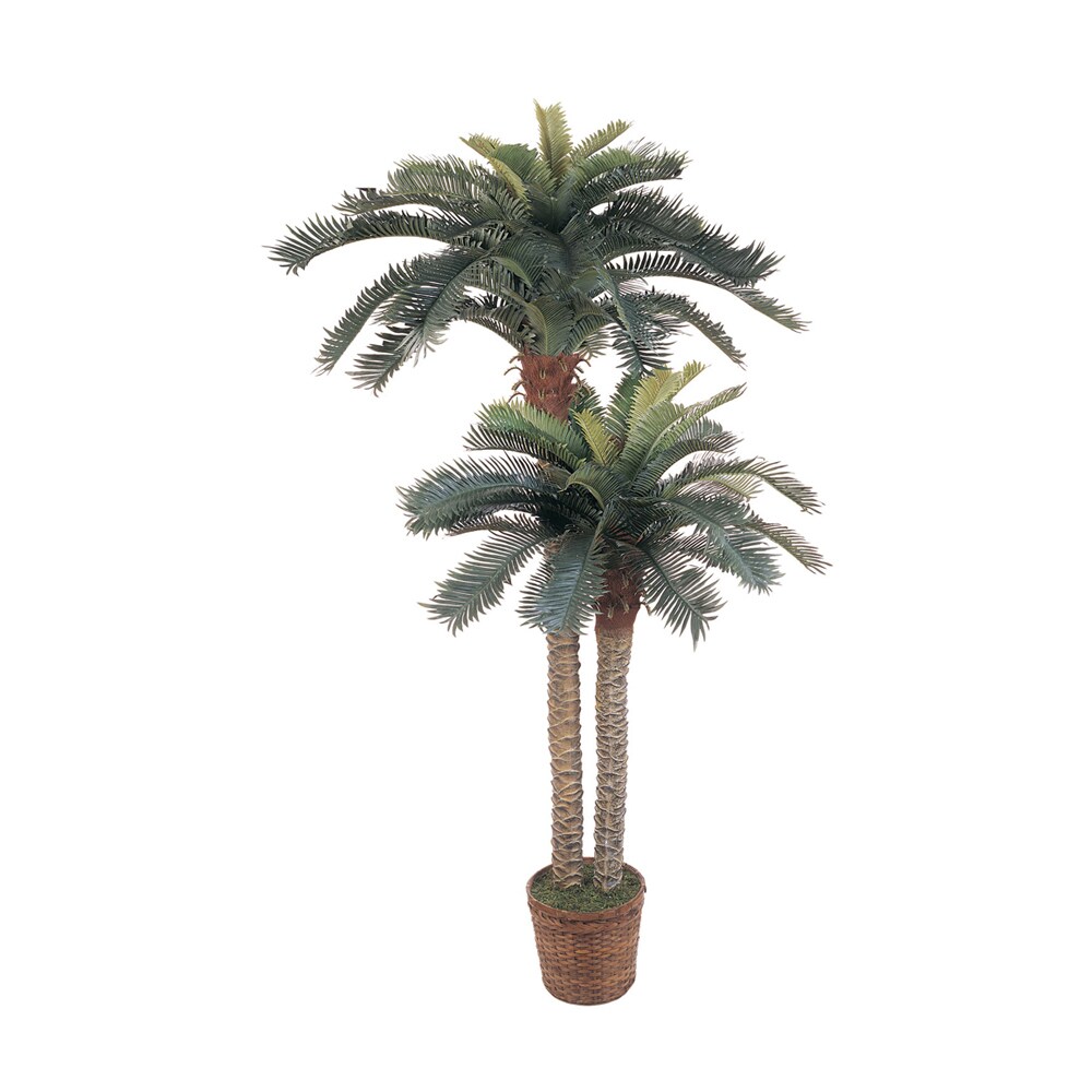 Nearly Natural 6&#x27; &#x26; 4&#x27; Sago Palm Double Potted Silk Tree Green