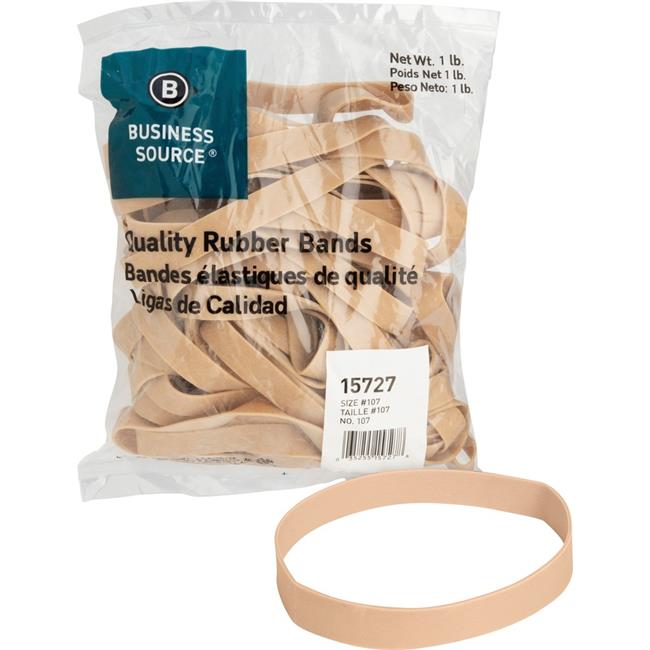 Business Source Rubber Bands- Size 107- 1LB-BG- Natural Crepe