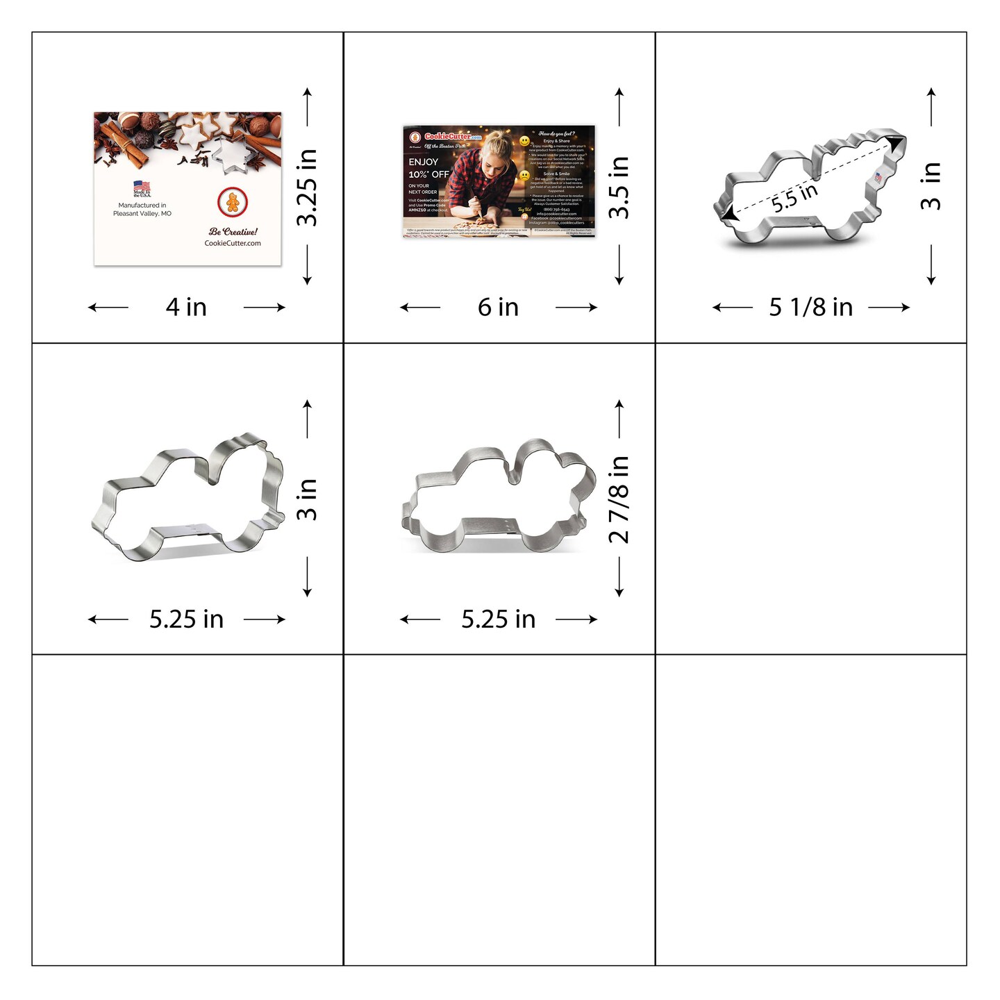 CookieCutter.com Holiday Truck Cookie Cutter 3 Piece Set, Truck with Tree, Pumpkin, Heart, USA