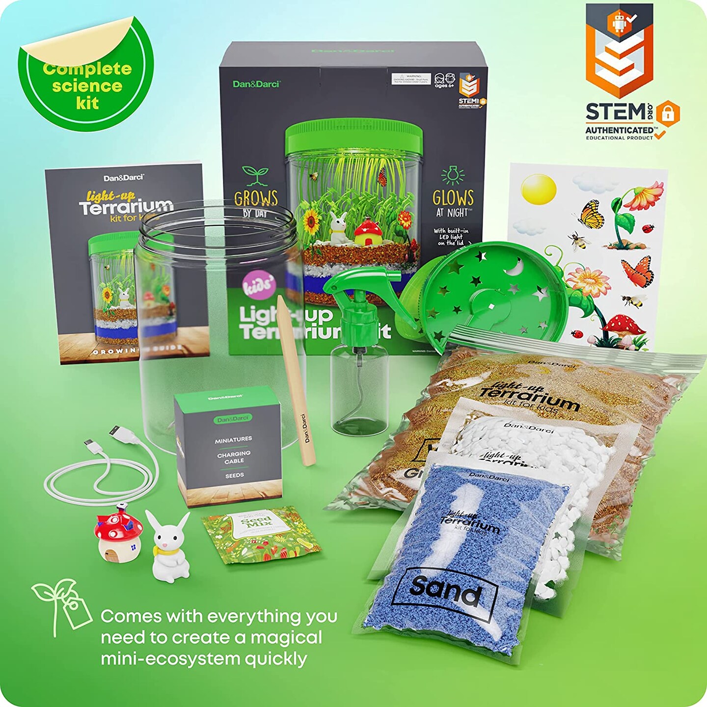 Light-Up Terrarium Kit for Kids - STEM Activities Science Kits - Gifts for Kids - Educational Kids Christmas Toys for Boys &#x26; Girls