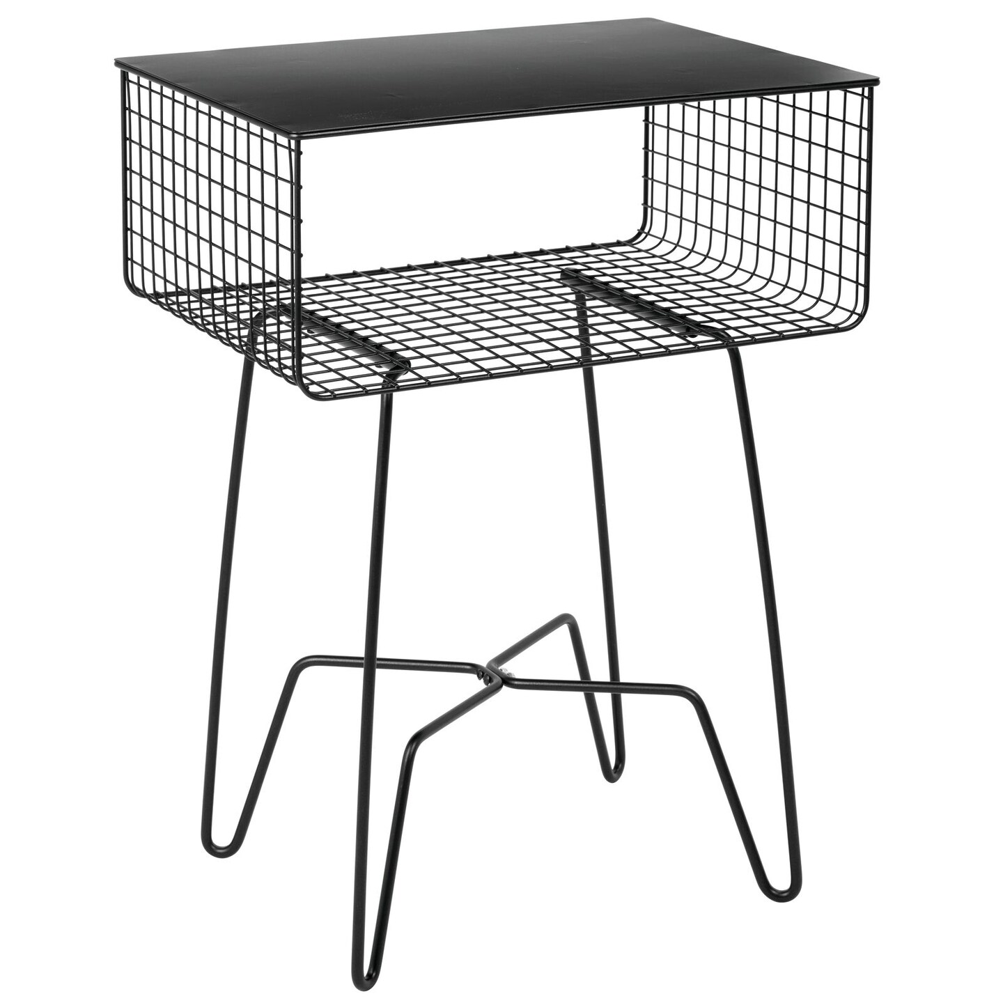 mDesign Steel Side/End Table Nightstand with Storage Shelf Basket