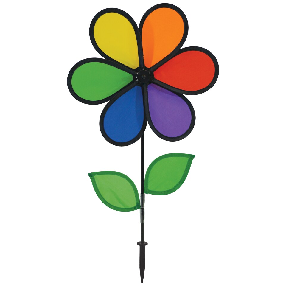 In the Breeze 2639 — 12-Inch Rainbow Flower Spinner with Leaves