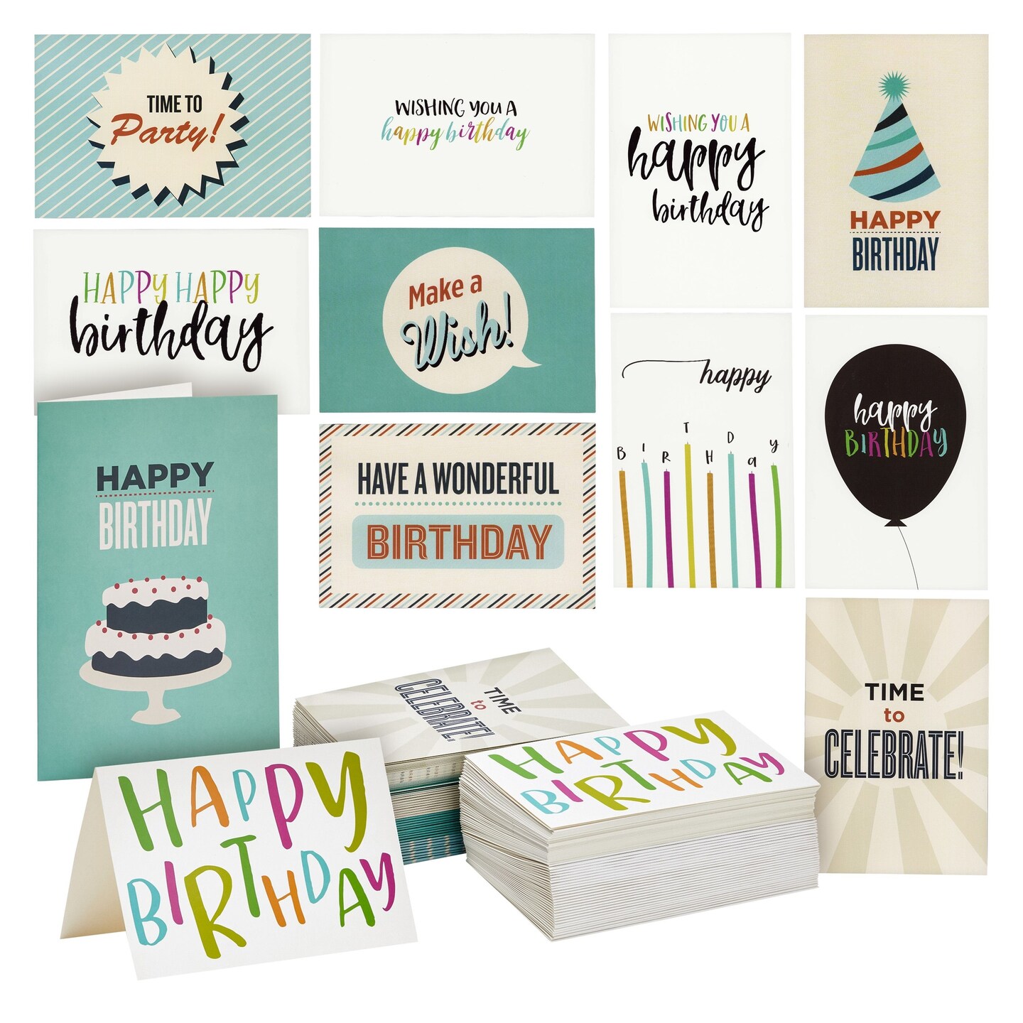120 Pack 4x6inch Happy Birthday Cards with Envelopes Bulk Gift Set