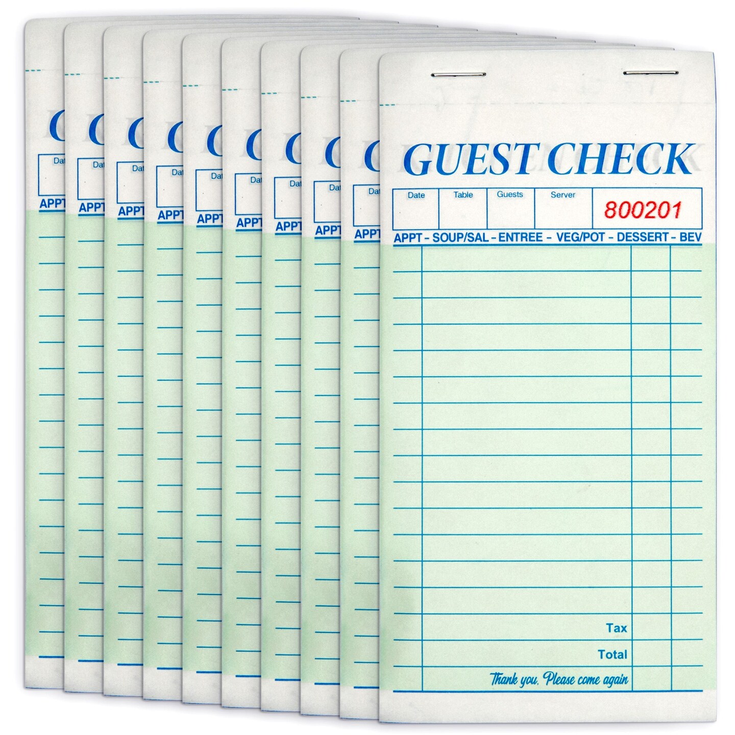 10 Pack Restaurant Server Note Pads for Food Servers, Guest Check