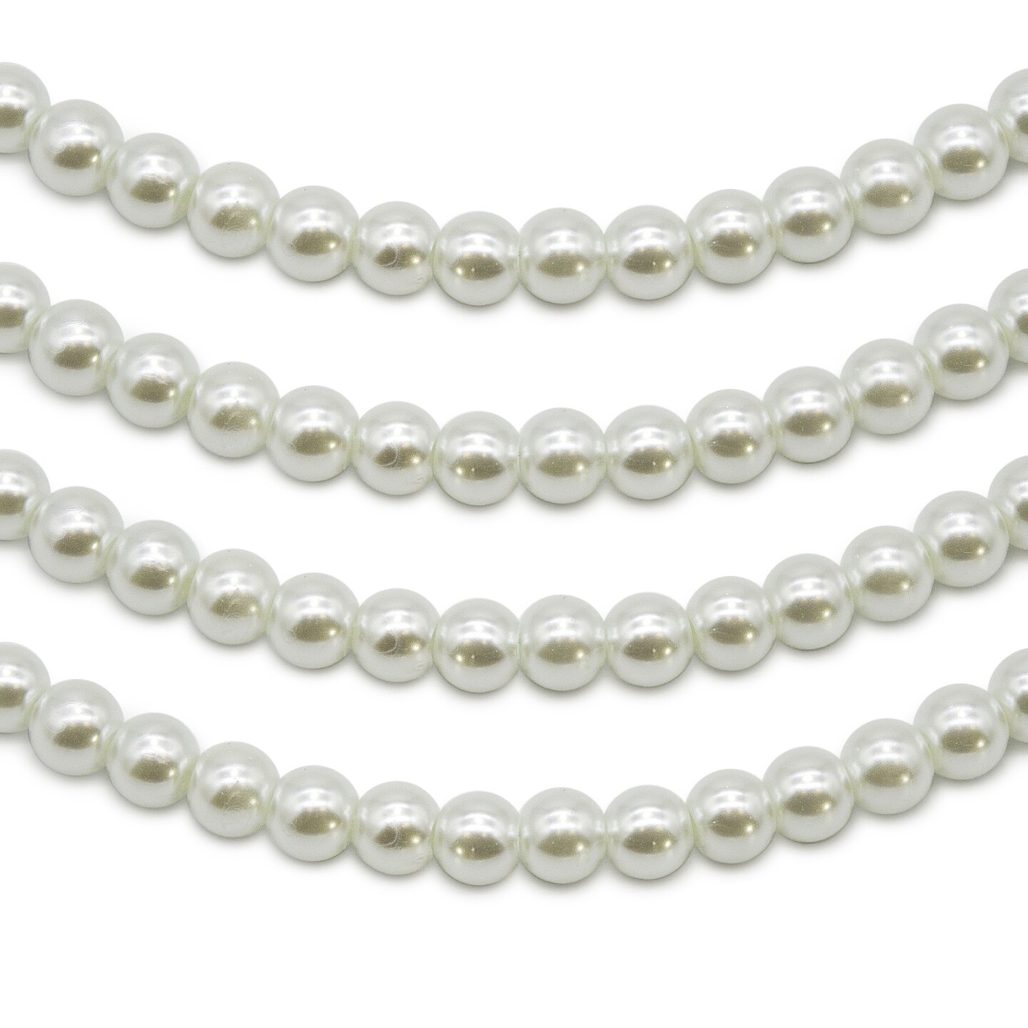 4 Strands of 6mm White Glass Pearl Beads on 30-Inch Strands