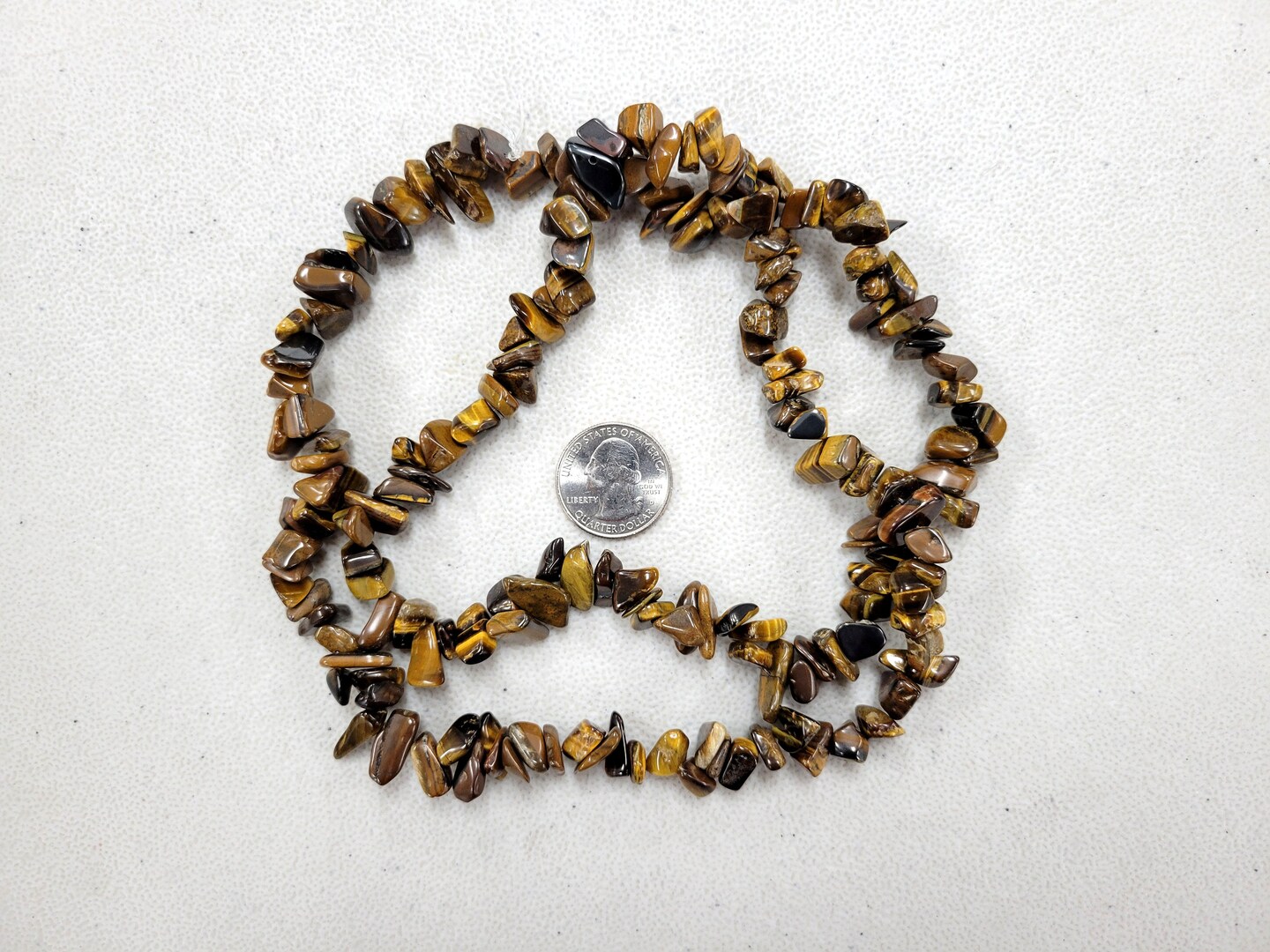 TIGERS EYE Crystal Necklace - Chip Beads - Long Crystal Necklace
