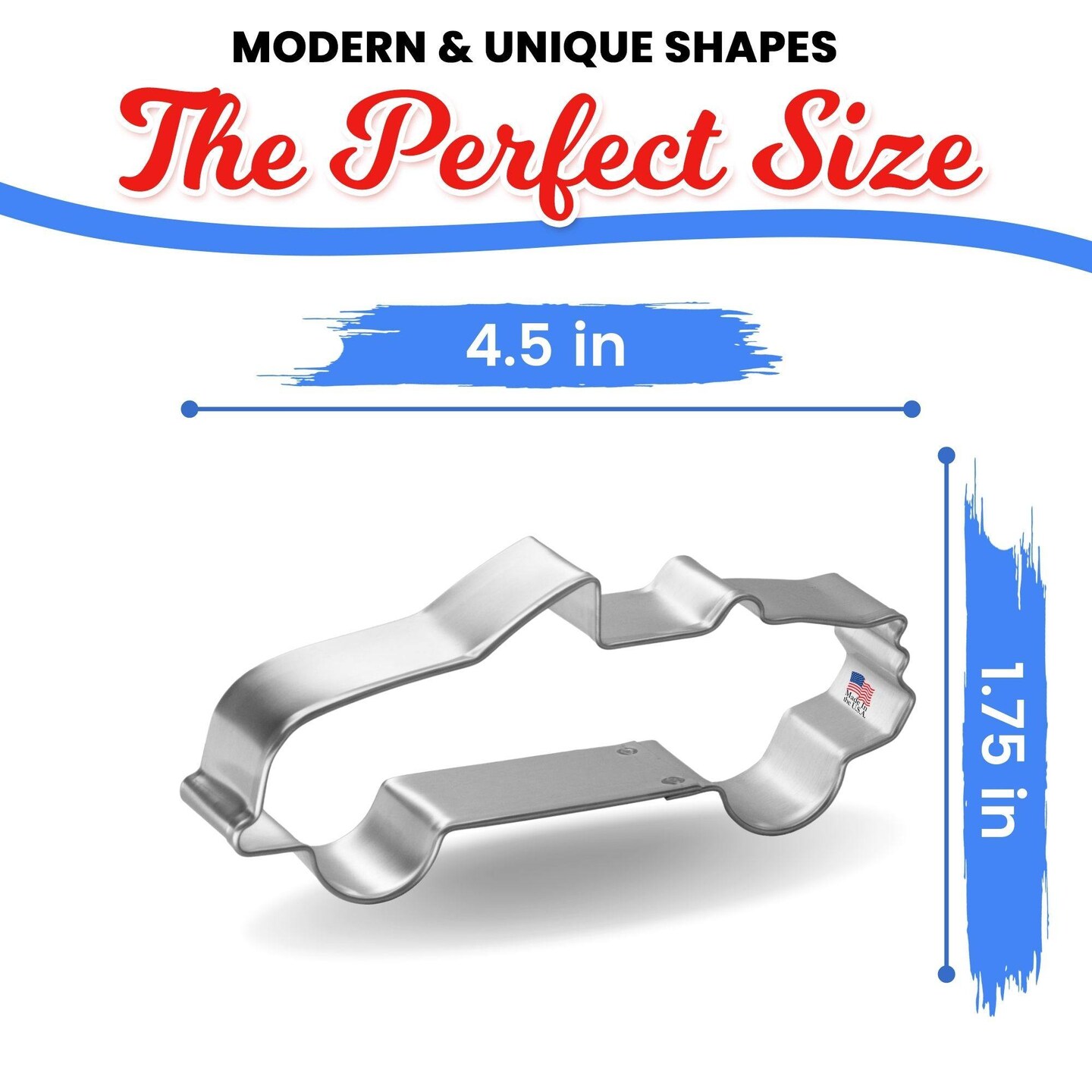 Convertible Car Cookie Cutter 4.5 in, CookieCutter.com, Tin Plated Steel, Handmade in the USA