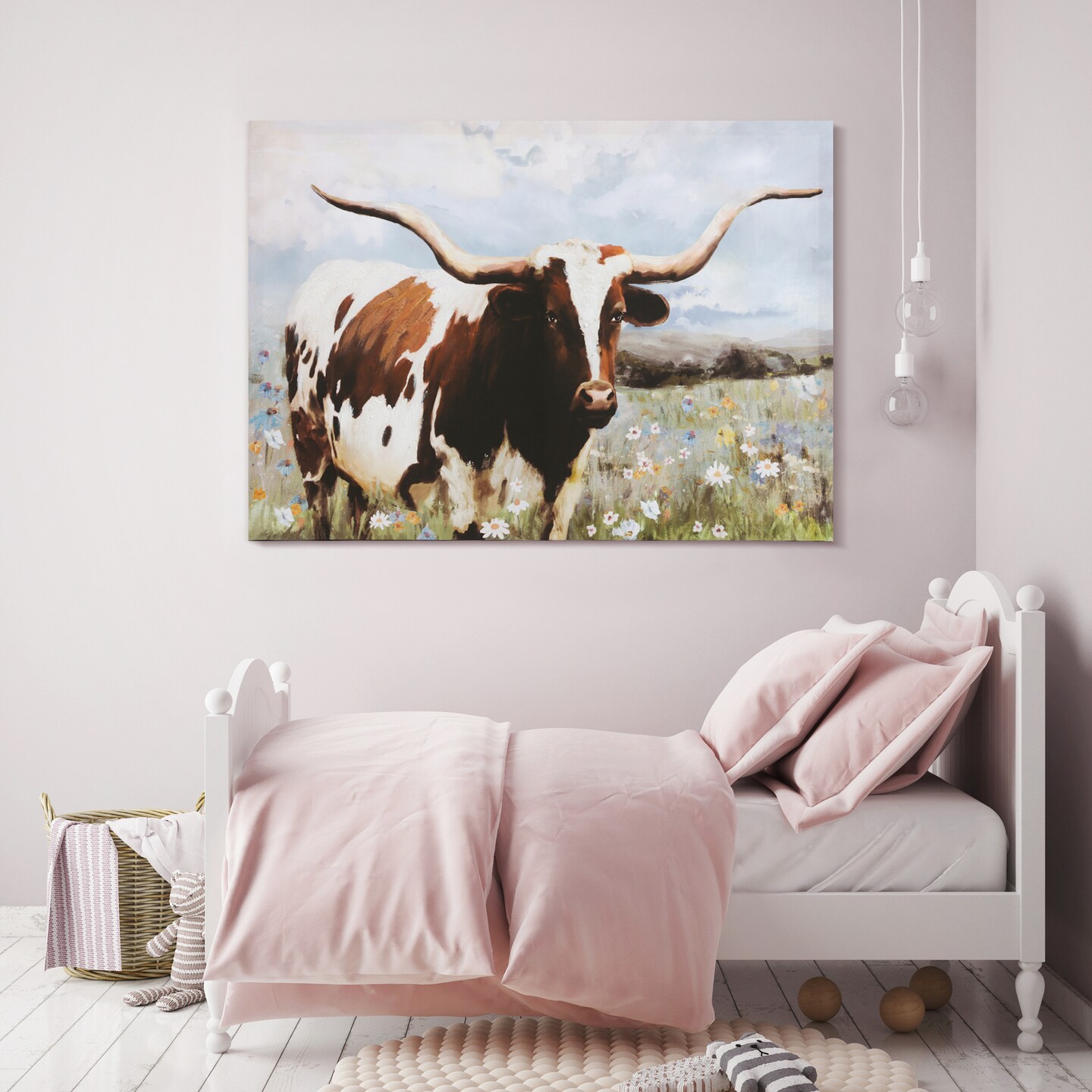 20&#x22;x28&#x22; Texas Longhorn Cattle Pictures Wall Decor Canvas Wall Art 3 Piece Framed Wall Art