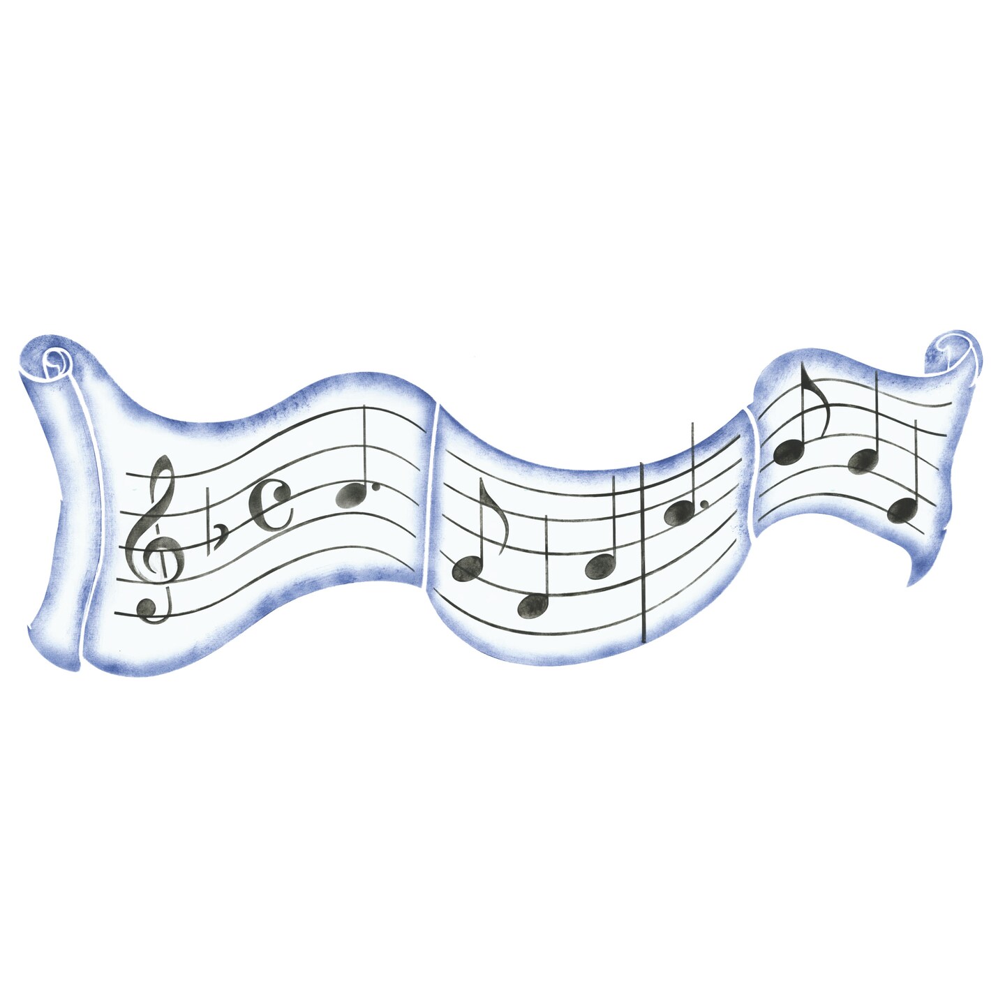 Music Notes on a Scroll Wall Stencil | 2902 by Designer Stencils | Reusable Art Craft Stencils for Painting on Walls, Canvas, Wood | Reusable Plastic Paint Stencil for Home Makeover | Easy to Use & Clean Art Stencil