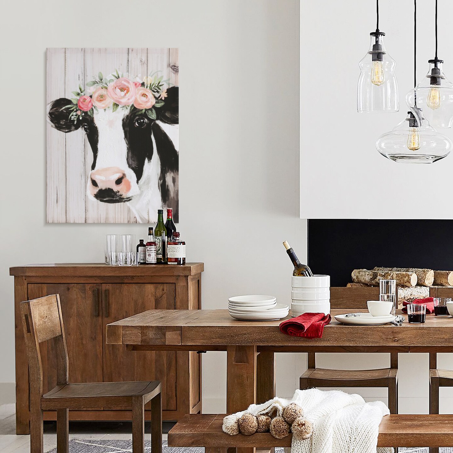 12&#x22;x16&#x22; Cow Pictures Wall Decor Canvas Wall Art 3 Piece Framed Wall Art