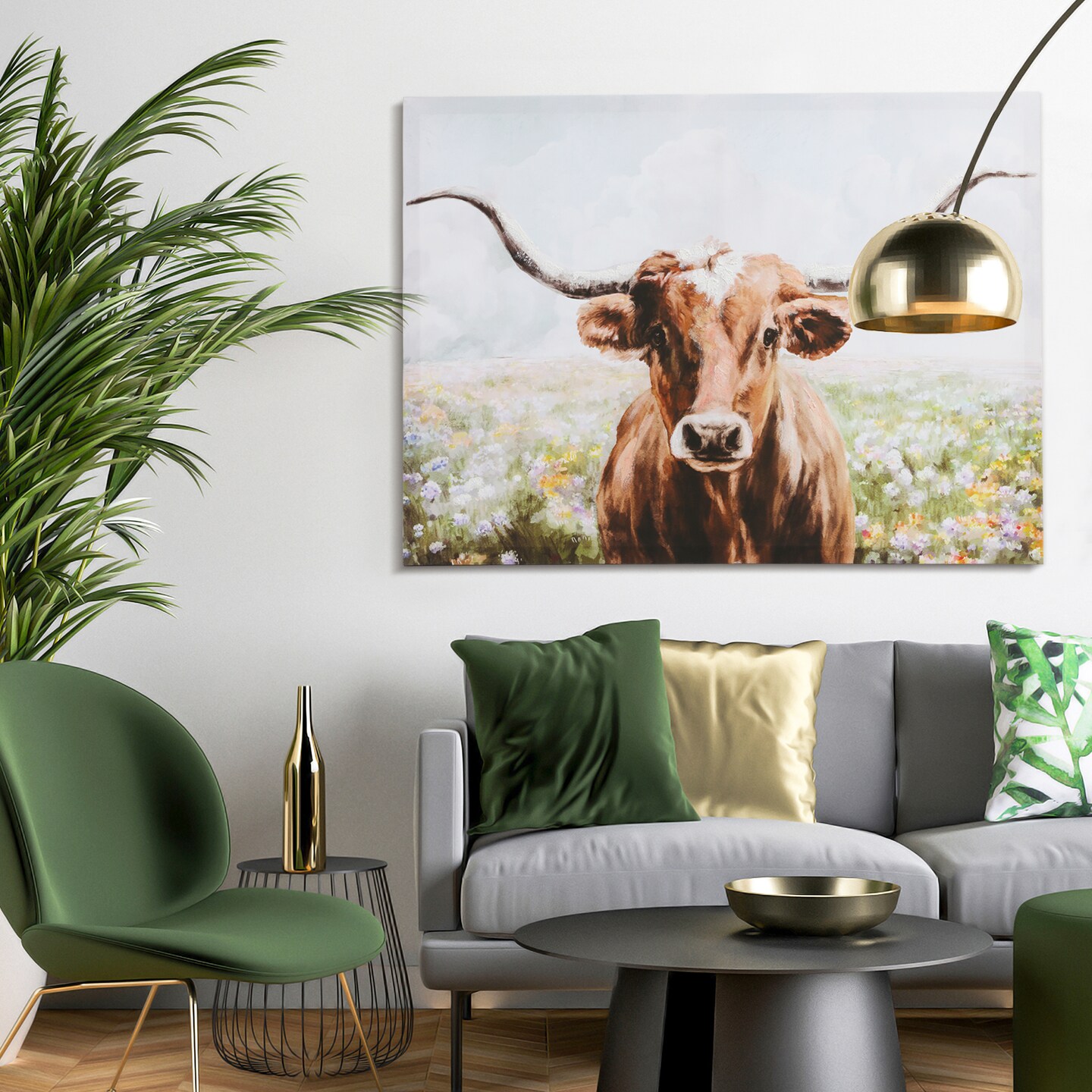 20&#x22;x28&#x22; Texas Longhorn Cattle Pictures Wall Decor Canvas Wall Art 3 Piece Framed Wall Art