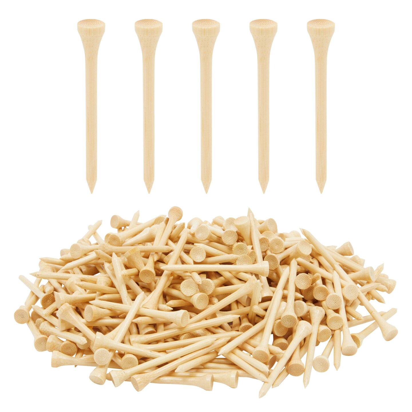300-Pack Bulk Tall Wooden 2-3/4 Long Bamboo Golf Tees for Golf Club Courses, Country Club, Golfing Practice, Sports Tournaments, DIY Arts and Crafts (2.75 in, Natural Color)