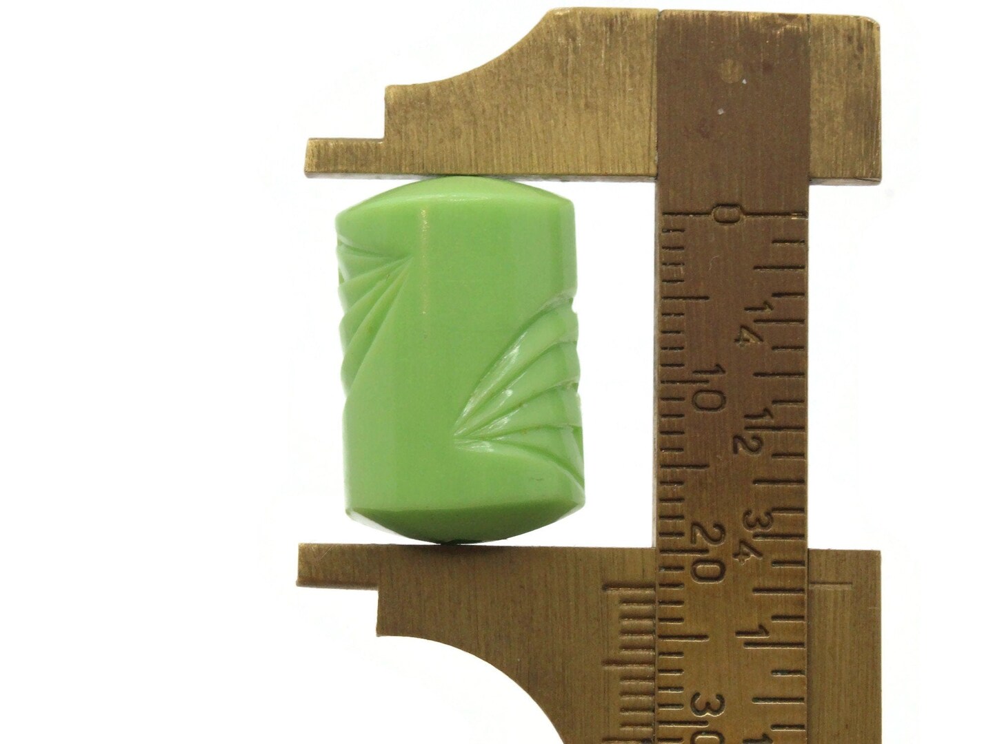 10 22mm Green Plastic Tube With Wave Design Vintage Plastic Beads