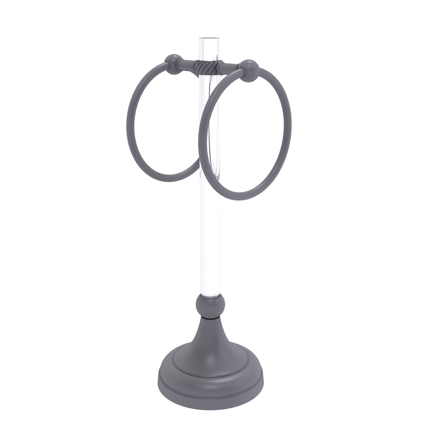 Pacific Grove Collection 2 Ring Vanity Top Guest Towel Ring With Twisted Accents - Matte Gray