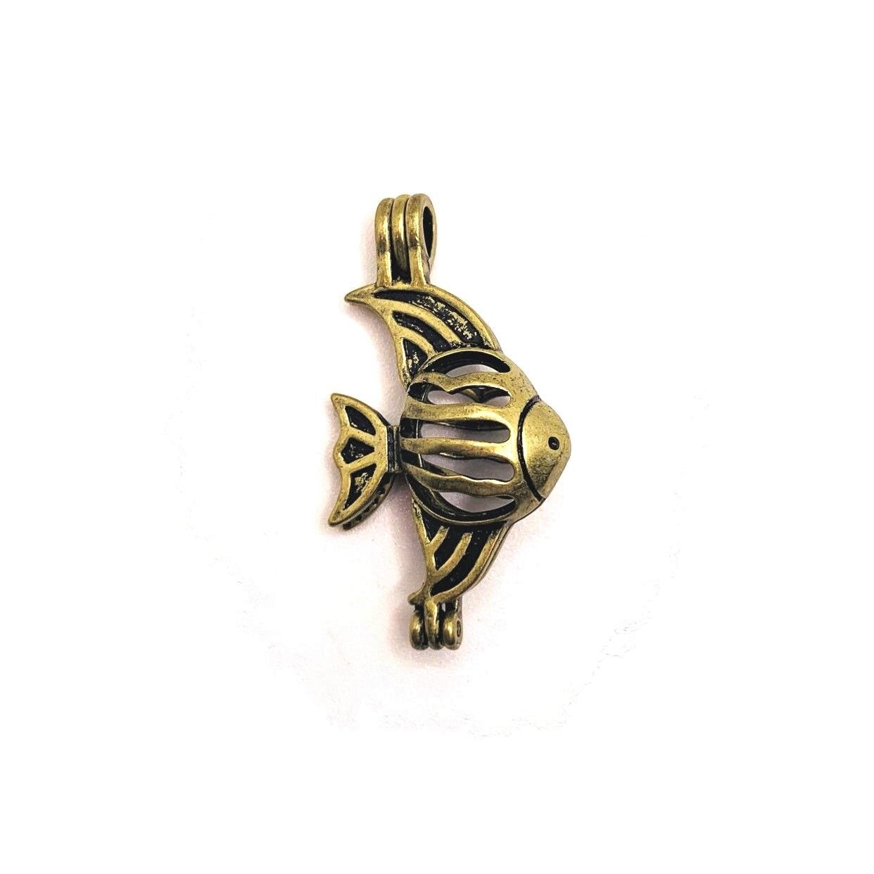 4 or 20 Pieces Bronze Angel Fish Bead Diffuser Lockets