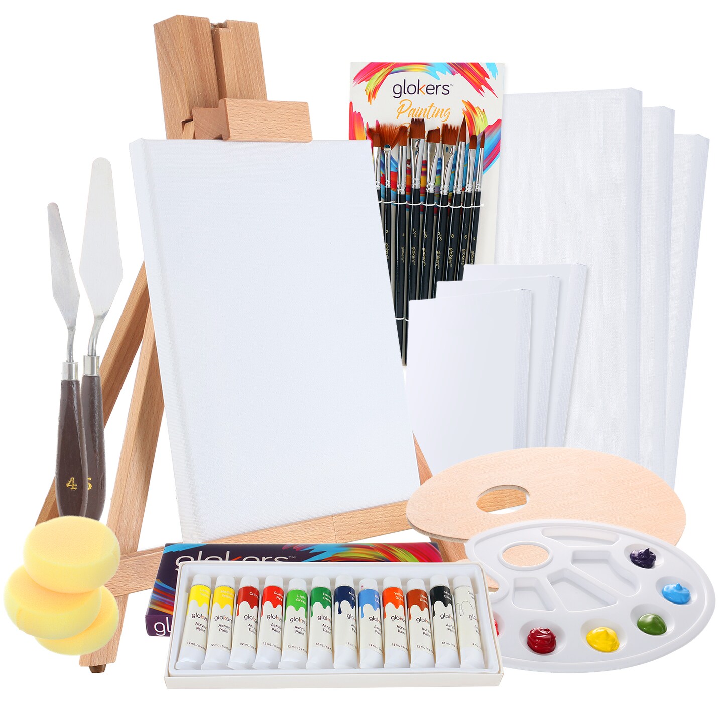 12 Sets mini canvases for painting art easel stand for painting canvas Mini