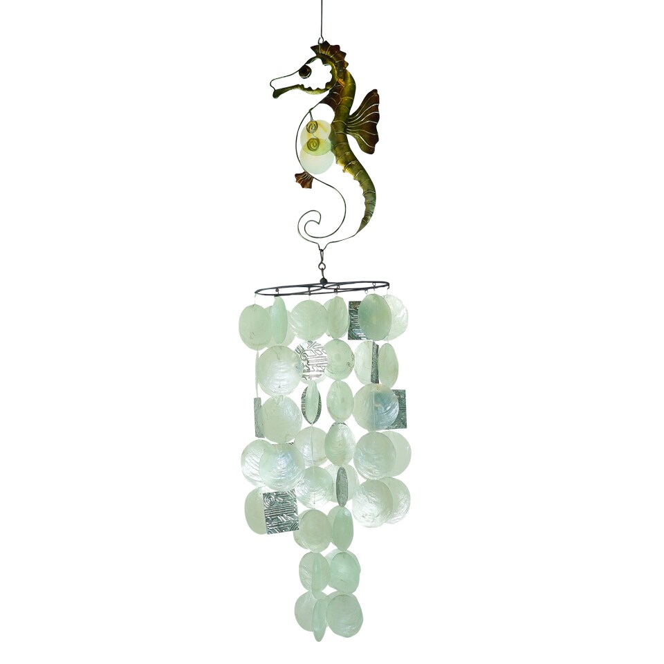 In the Breeze 7013 - 36 Inch Seahorse Capiz Breeze Wind Chime - Capiz Shell Wind Chime