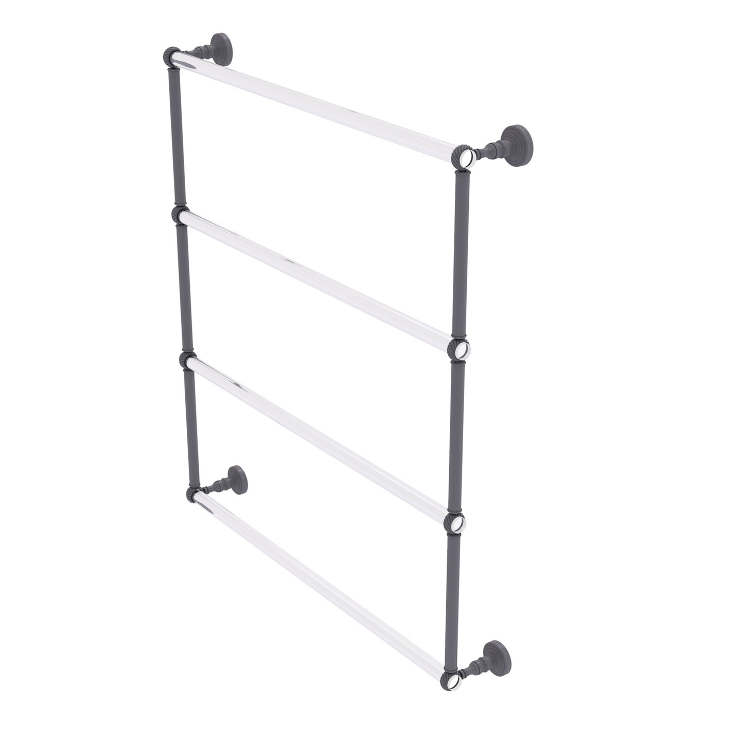 Pacific Grove Collection 4 Tier 30 Inch Ladder Towel Bar With Twisted Accents - Matte Gray