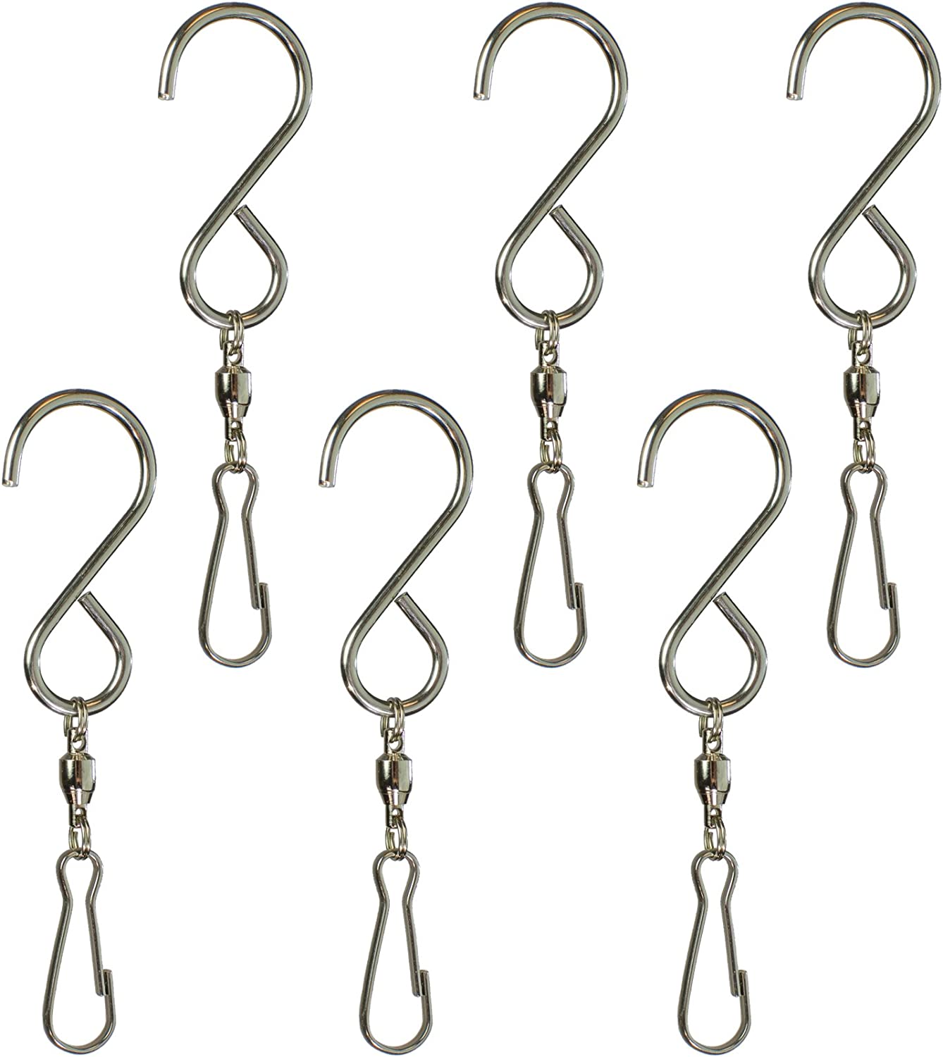 In the Breeze Stainless Steel Hang-It S Hooks with Ball Bearing Swivel - 6  PC - Smooth Spinning Swivel Hook Clip for Hanging décor