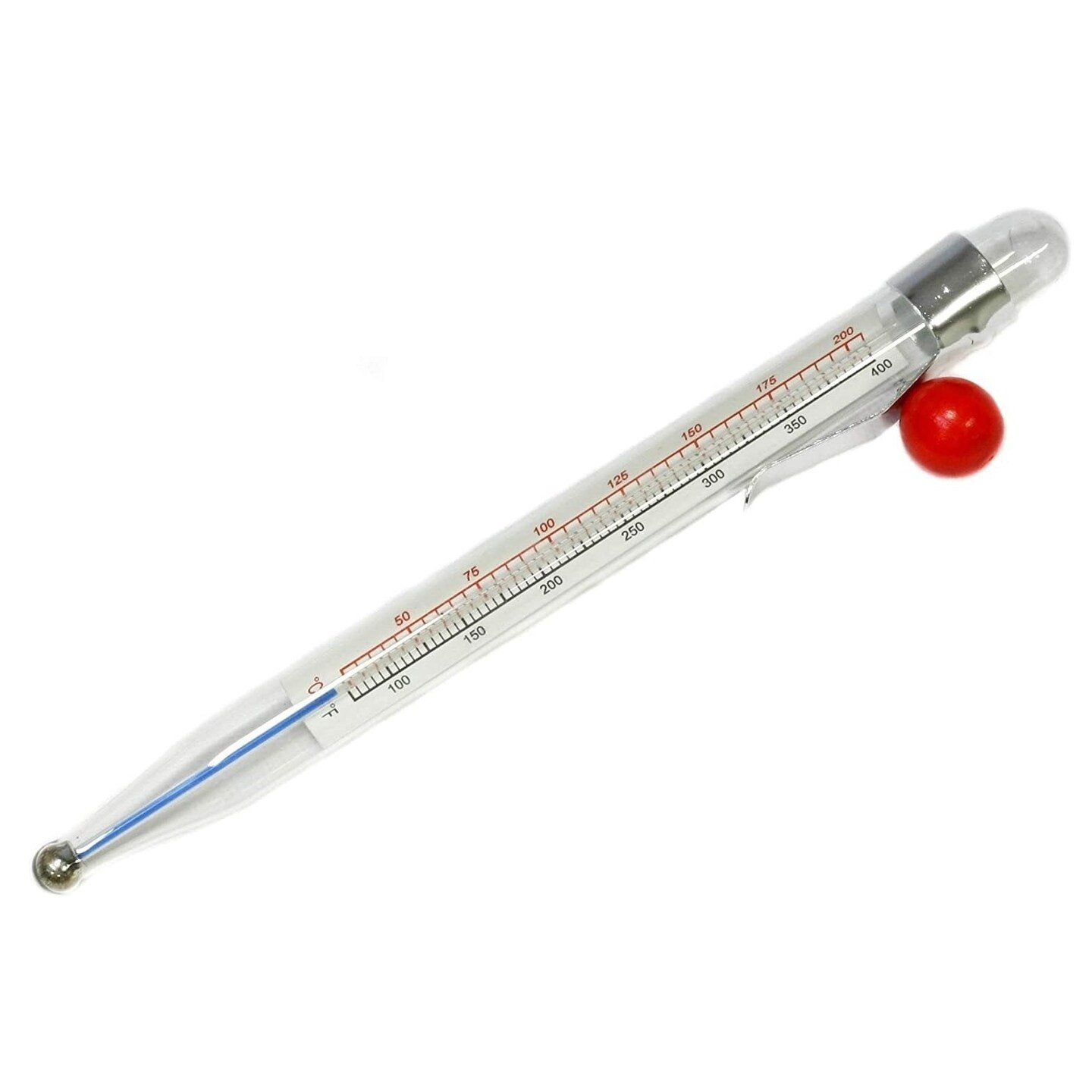 Chef Craft 8&#x22; Long Glass Candy &#x26; Deep Frying Thermometer with Hanging Hook, Reads both F/C up to 400F