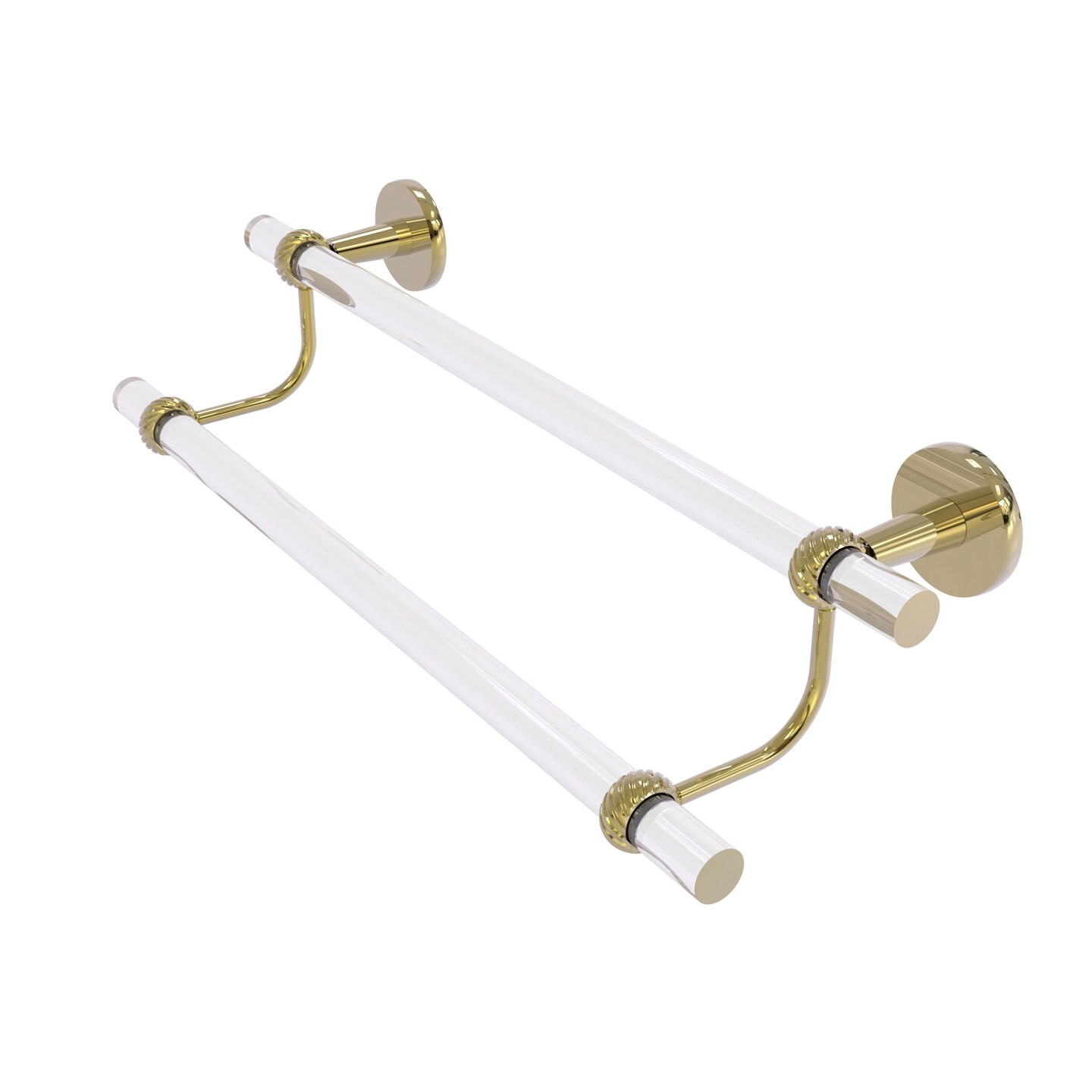 Clearview Collection 36 Inch Double Towel Bar With Twisted Accents - Unlacquered Brass
