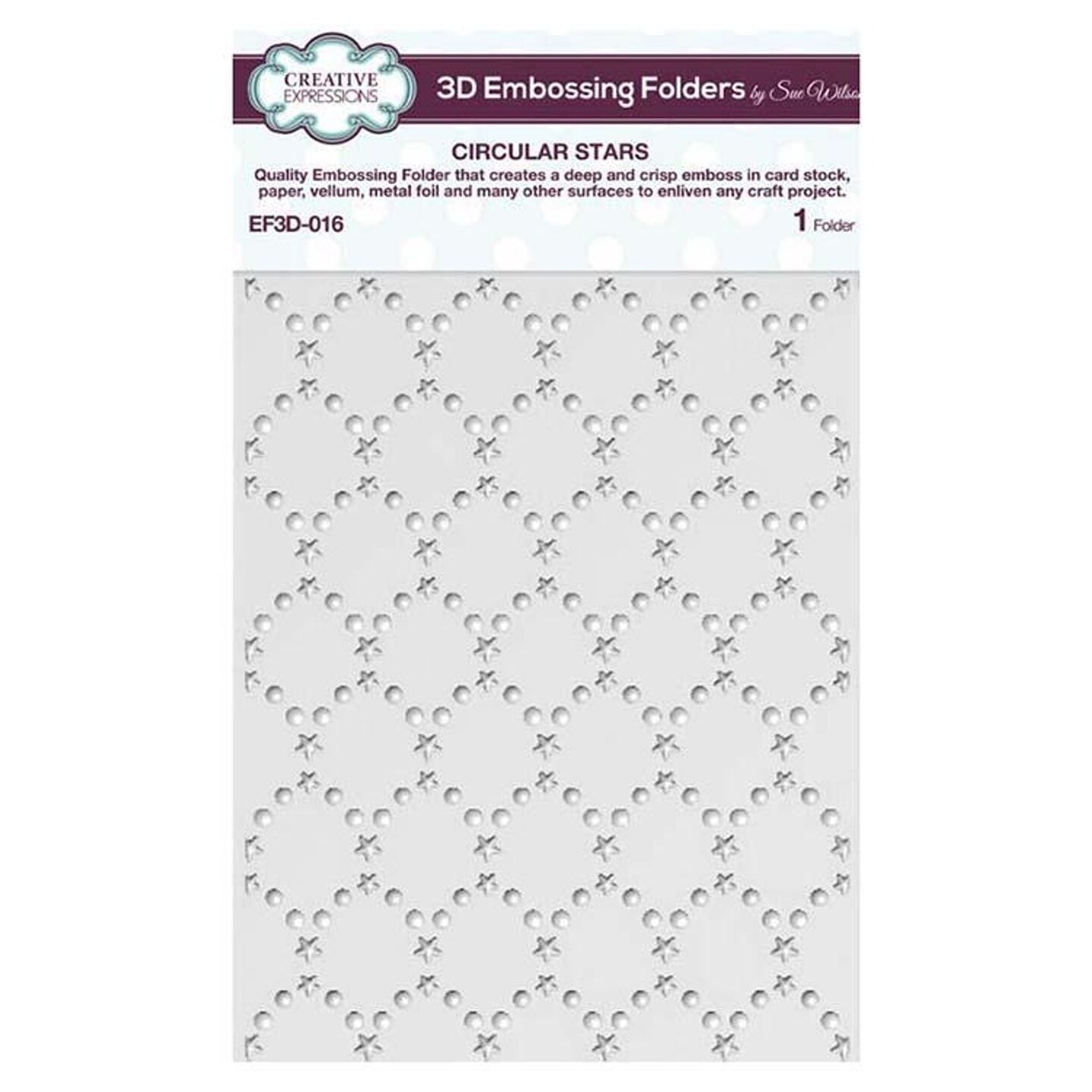 Creative Expressions Embossing Folder 3D 5 3/4 x 7 1/2 Circular Stars
