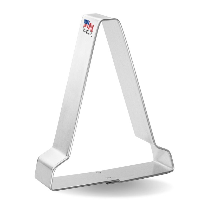 Traffic Cone Cookie Cutter 3.5 in, CookieCutter.com, Tin Plated Steel, Handmade in the USA