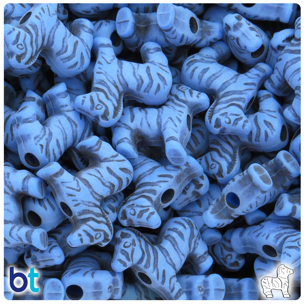 BeadTin Periwinkle Antique 22mm Zebra Plastic Pony Beads (24pcs)