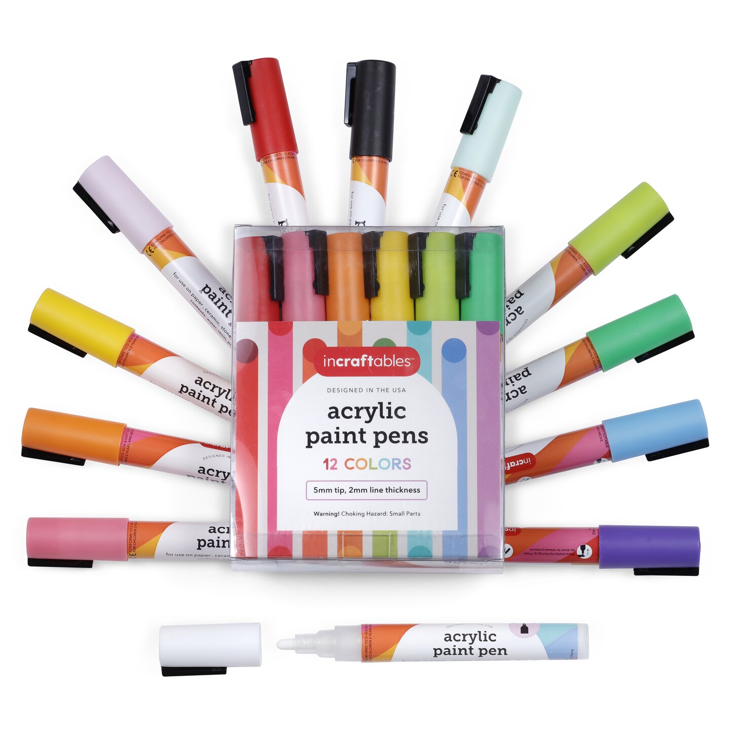 Incraftables Acrylic Paint Pens (12 Colors). Paint Markers for