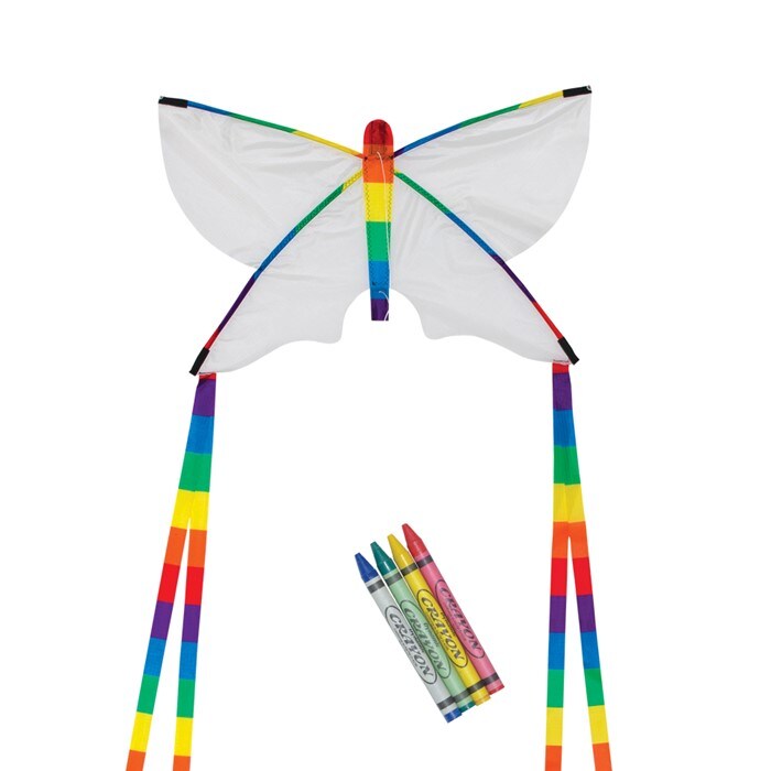In the Breeze Coloring Butterfly Kite - Single Line - Ripstop Fabric Kite - Includes Crayons, Kite Line and Bag - Creative Fun for Kids and Adults