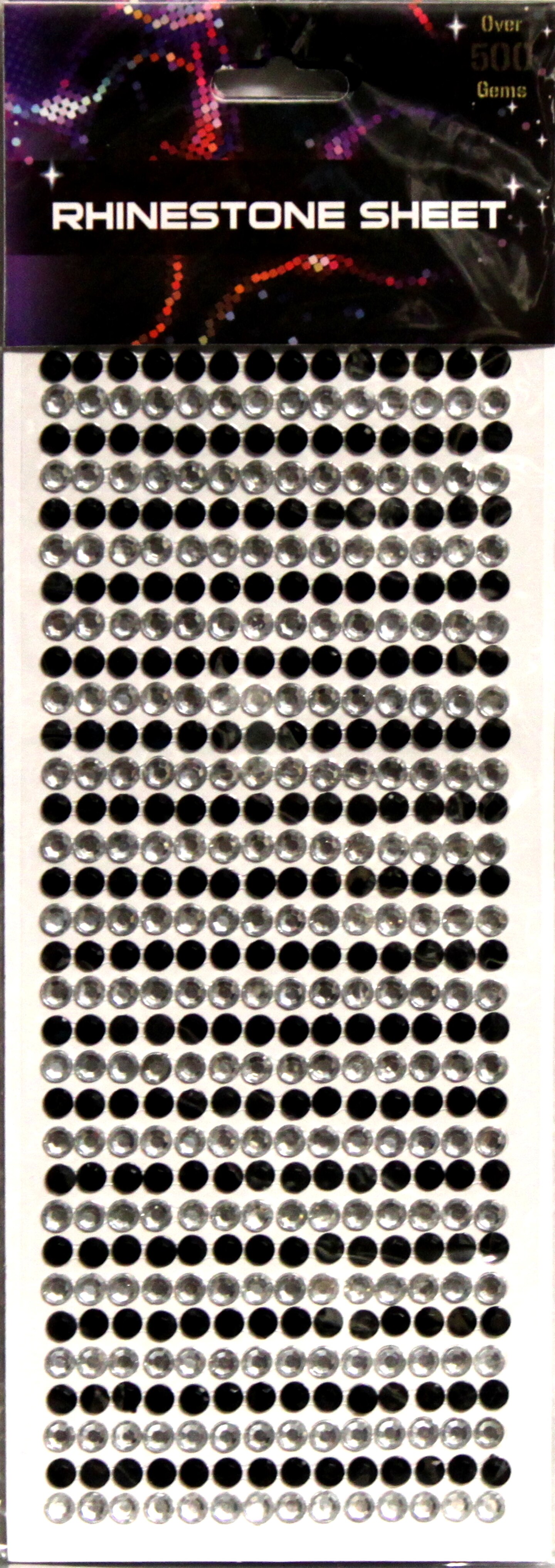 Adhesive Rhinestone Sheet-Black &#x26; Clear Diamond