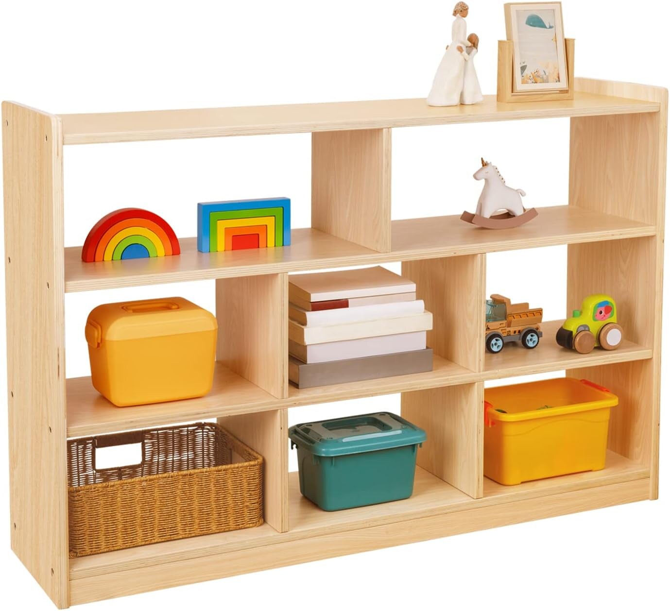 5-Compartment Wooden Storage Cabinet, 2-Shelf Montessori Shelf Toy ...