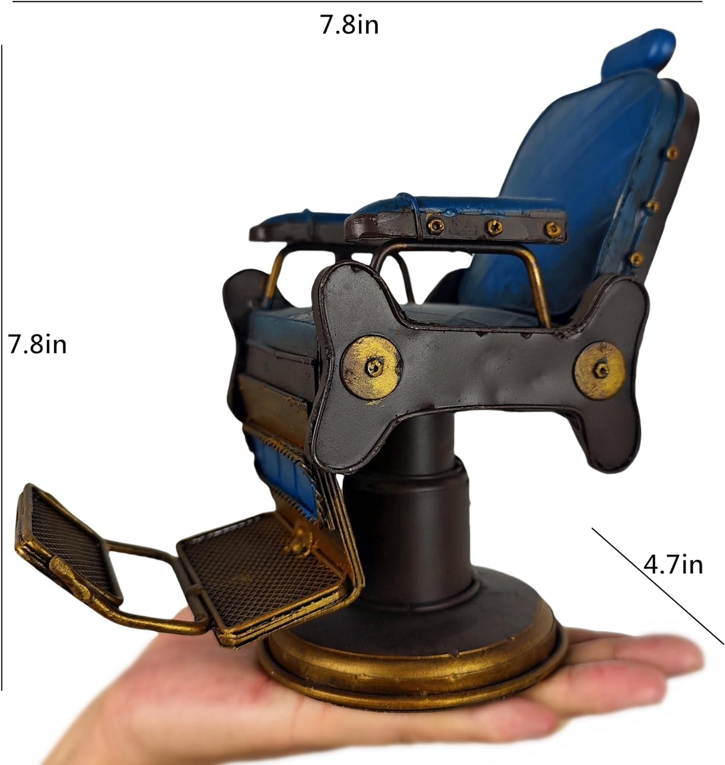 Mini Hairdressing Chair Model Miniature Vintage Barber Chair Retro Haircut Iron Craft Creative Crafts Rustic Barber Shop Chair Model Home Desktop Crafts Decoration American Style