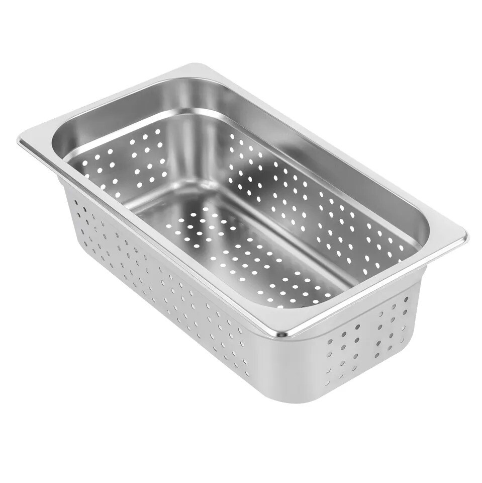 2 PCS 1/3 Size Perforated Steam Table Food Pan 4&#x22; Deep Hotel Pan Stainless Steel