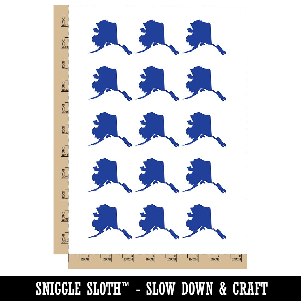 Alaska State Silhouette Temporary Tattoo Water Resistant Fake Body Art Set Collection (1 Sheet)