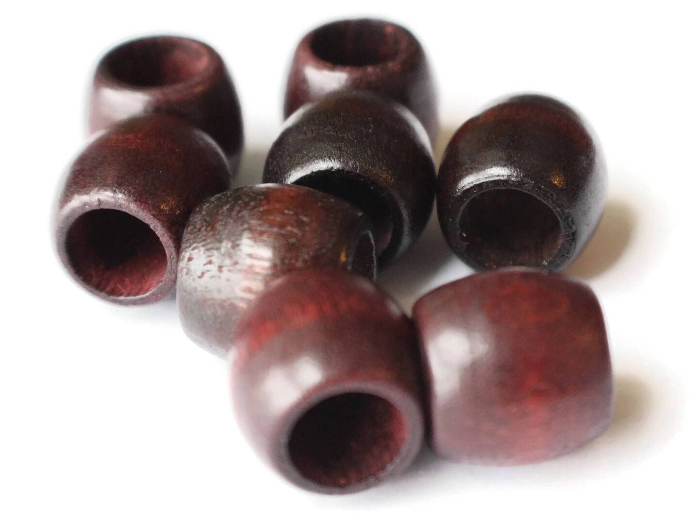 8 17mm Wooden Barrel Large Hole Dark Brown Vintage Wood Beads