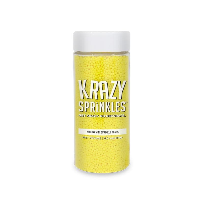 Krazy Sprinkles - Yellow Mini Beads (1/2 Cup, 1x Jar) for Cakes, Ice Cream & Cookies