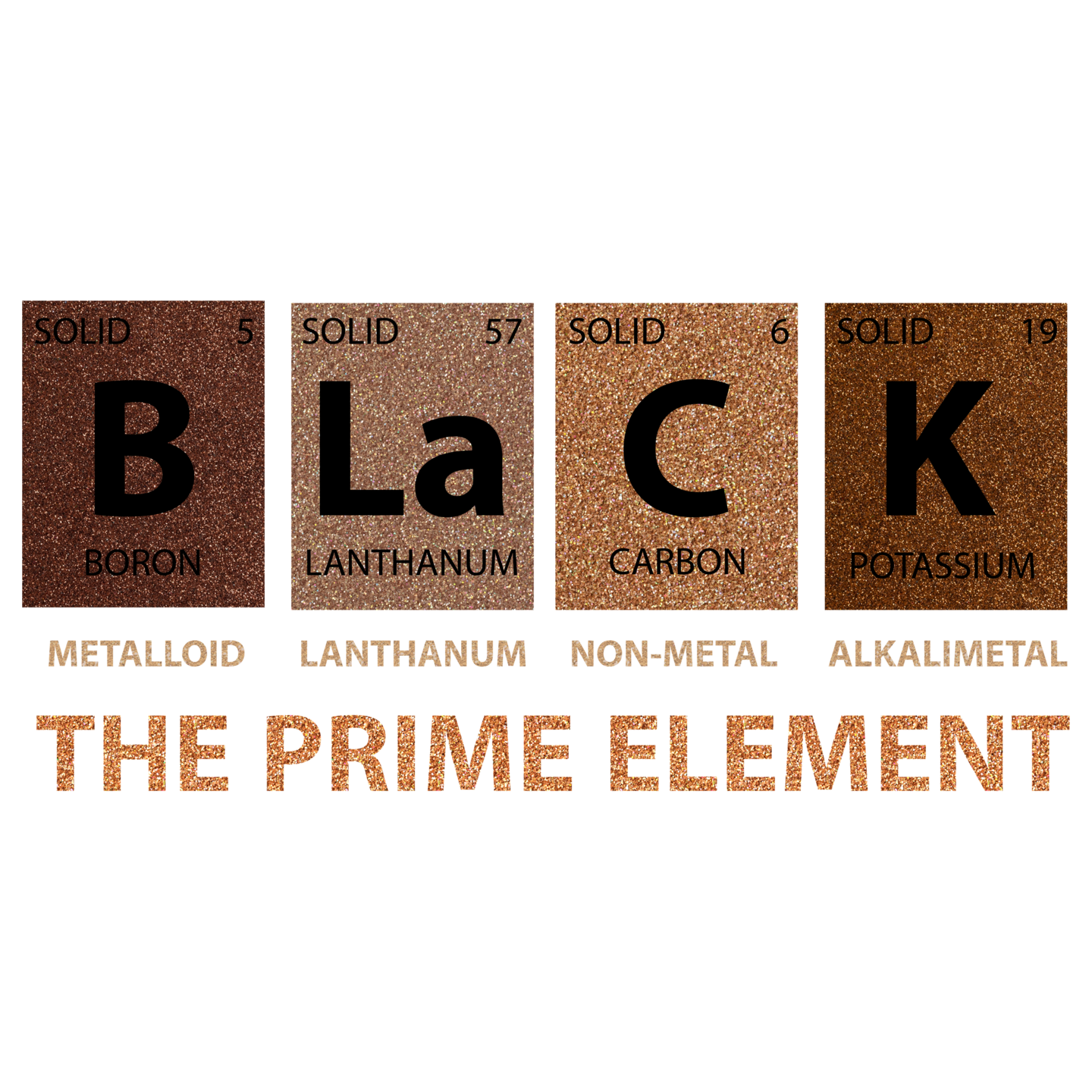 Black The Prime Element Glitter DTF Transfer