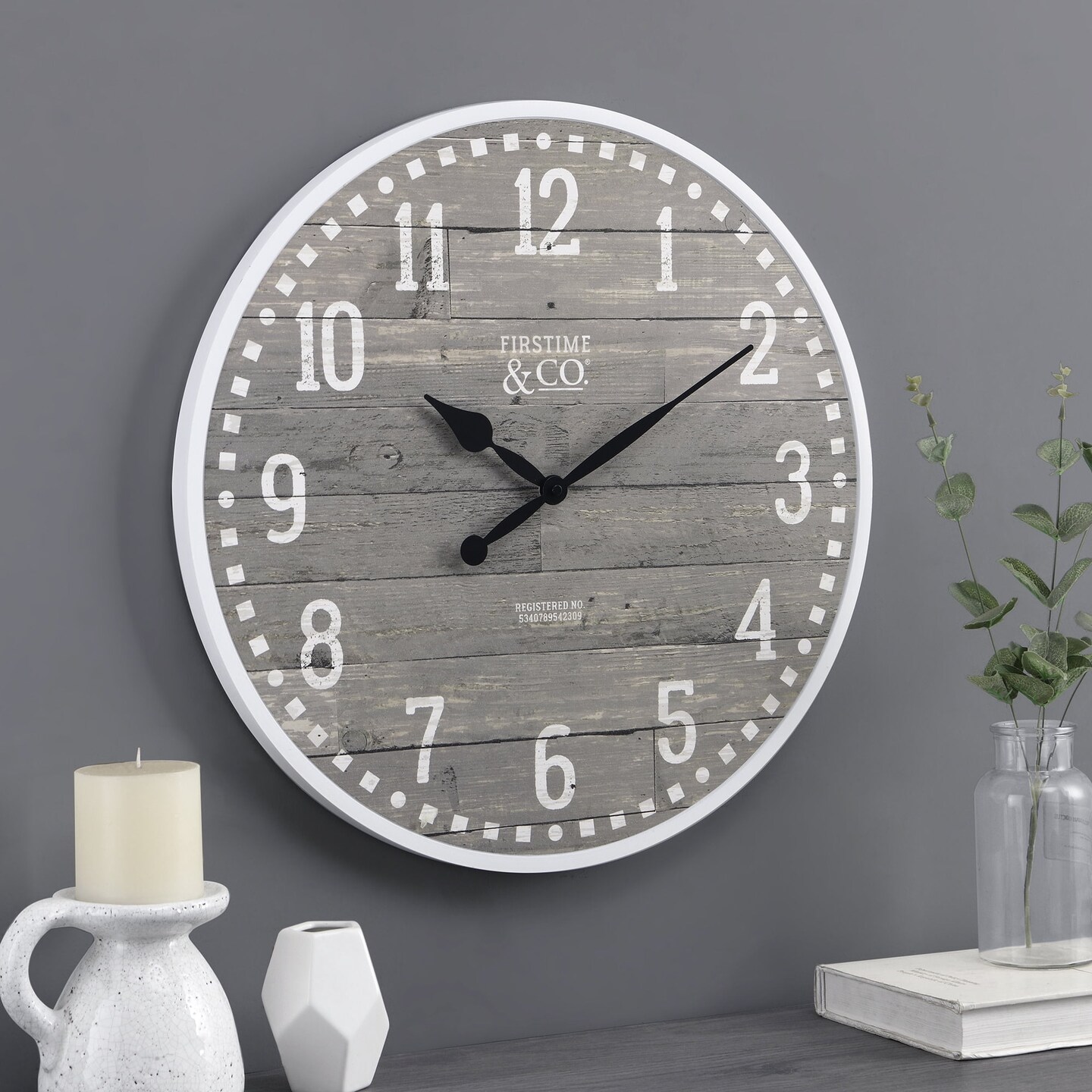 FirsTime &#x26; Co. Gray Arlo Wall Clock, Farmhouse, Analog, 20 x 2 x 20 in