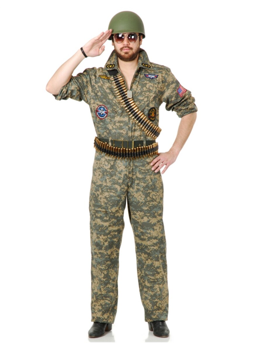 Adult Men&#x27;s Top Gun Digital Camouflage Fighter Pilot Jumpsuit Costume