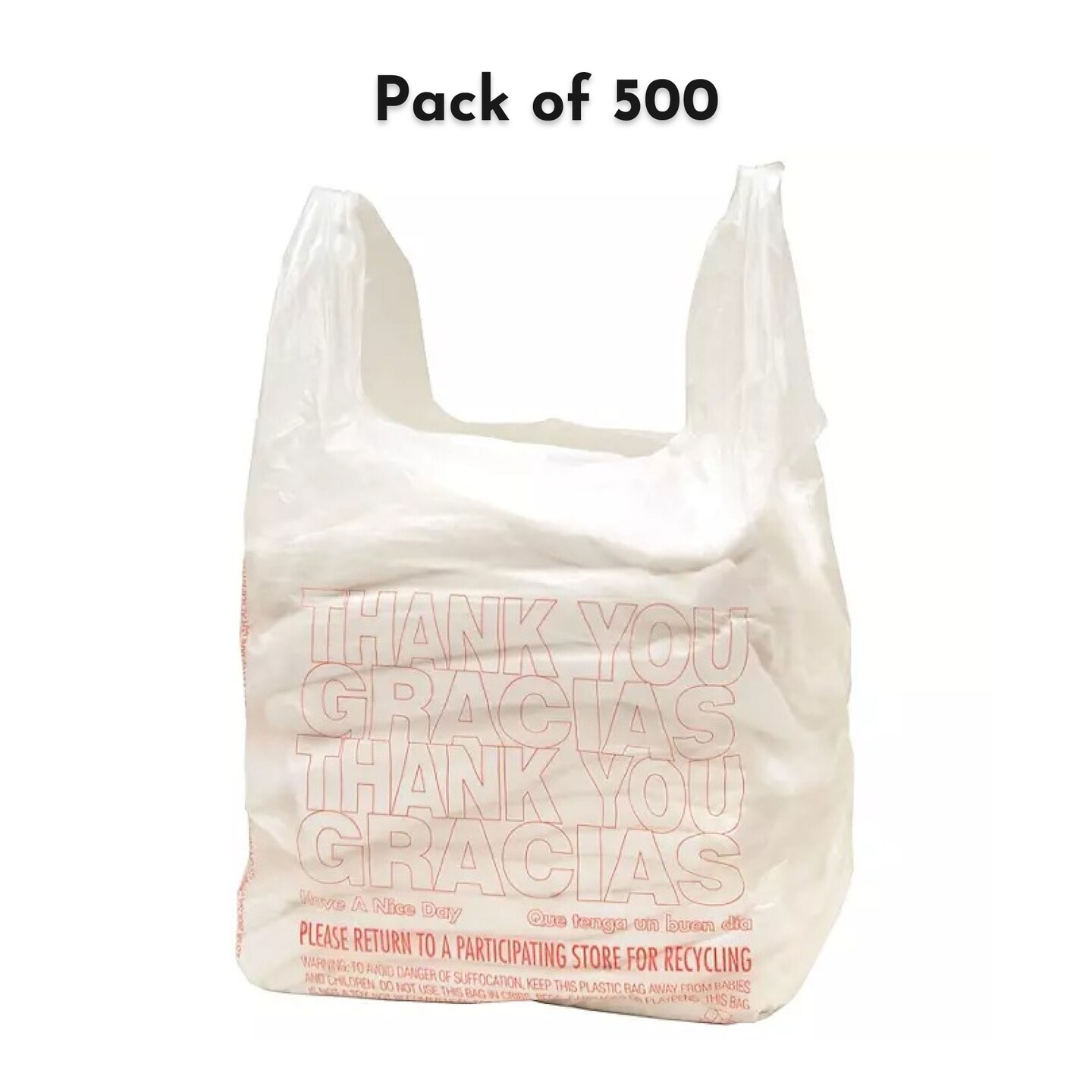 Popular Plastic Merchandise Bags Small T-Shirt Carry-Out Bags, 11.5" x 6.5" x 22" | Raheev®