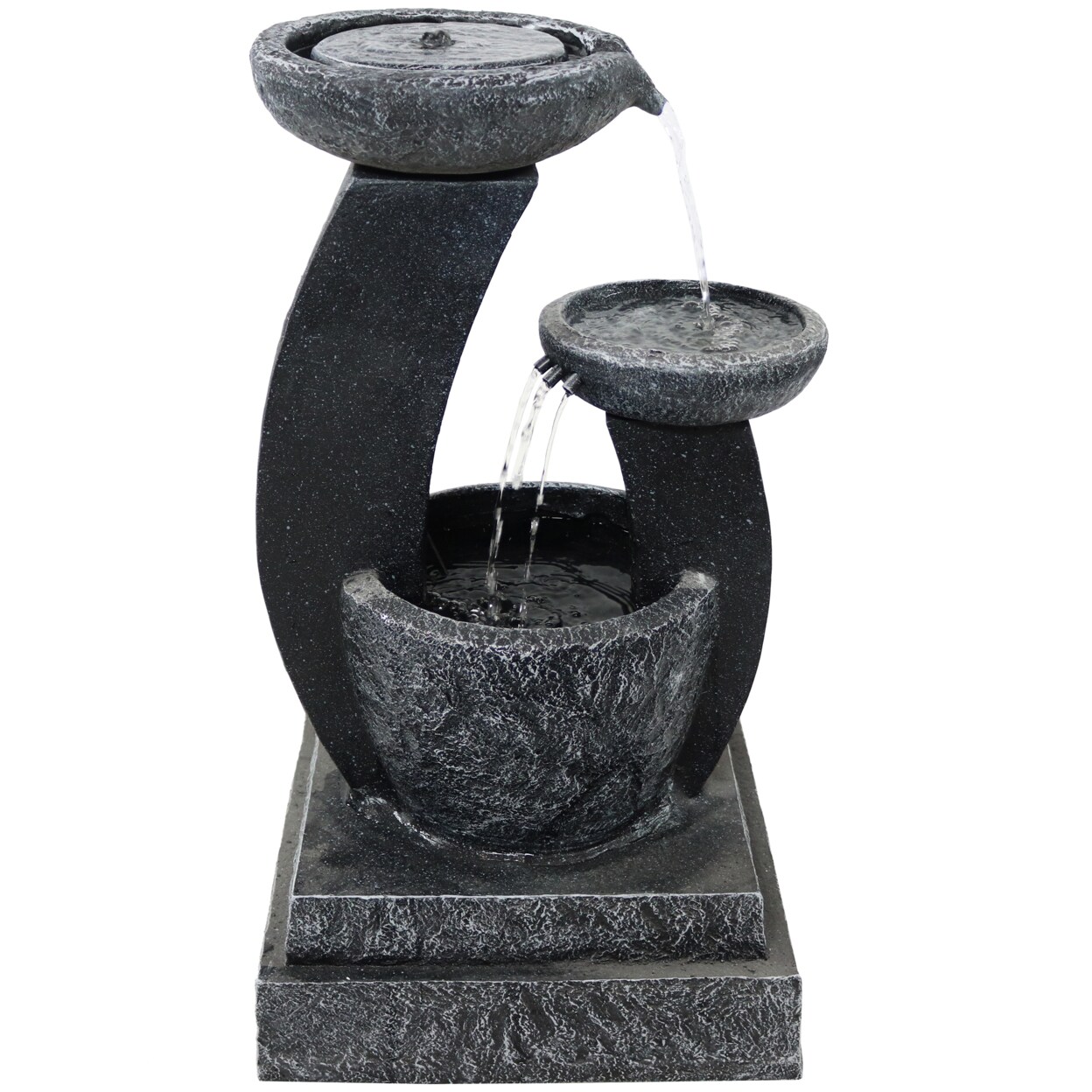 Sunnydaze Modern Cascading Bowls Solar Water Fountain With Battery - 28 In