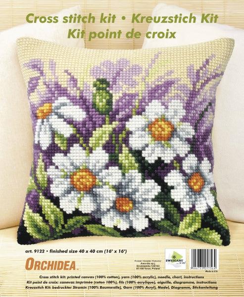 Cushion cross stitch kit  &#x22;White flowers on meeadow&#x22; 9122