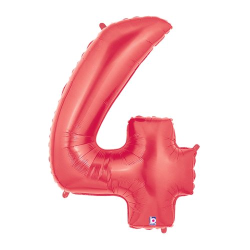 40&#x22; Megaloon Number 4 Shaped Balloon - Red