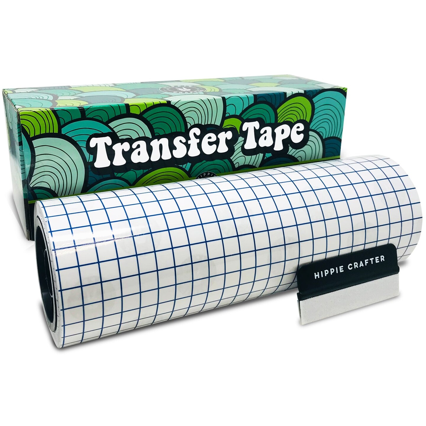 Vinyl Transfer Paper Tape Roll Transfer Tape Vinyl 50 Feet Clear Contact Paper 12&#x22; Roll Paper Transfer Tape for Vinyl Wood and Heat Transfer HTV with Grid