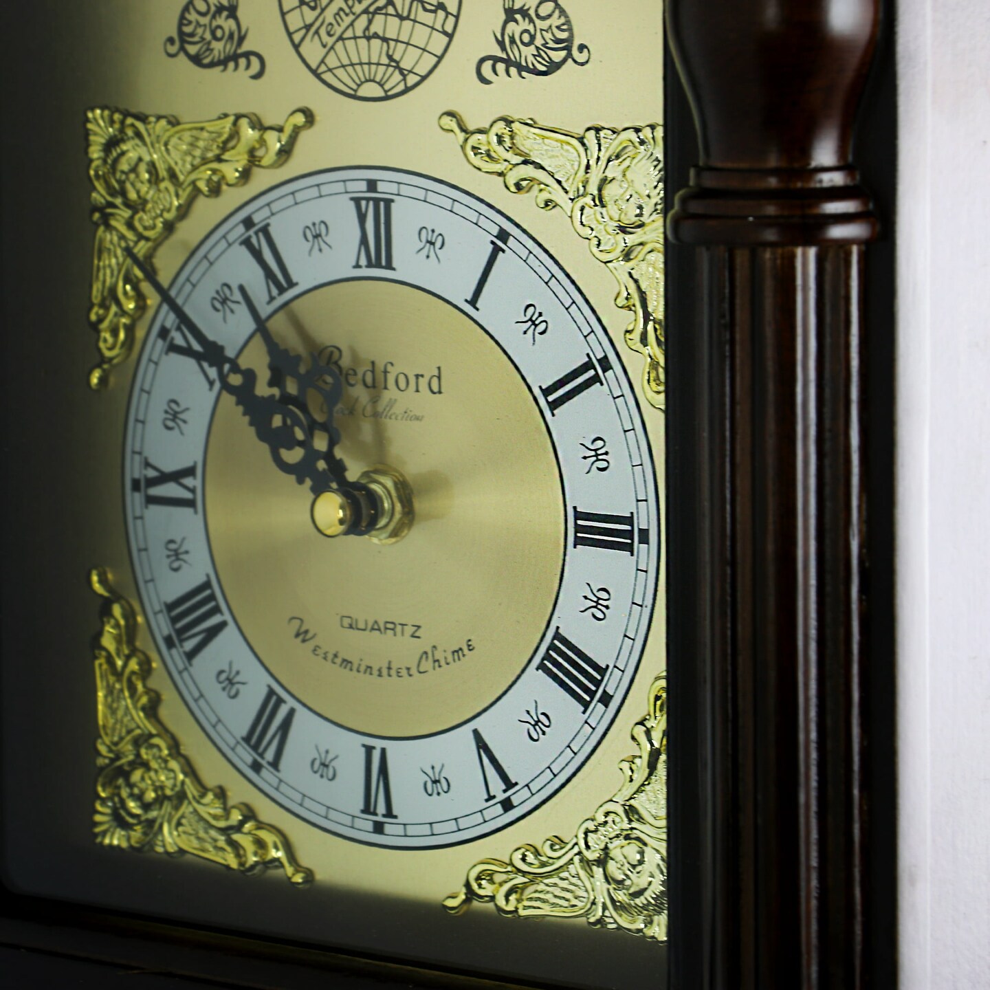 Bedford Clock Collection Antique Mahogany Cherry Oak Chiming Wall Clock - 25.5&#x22;