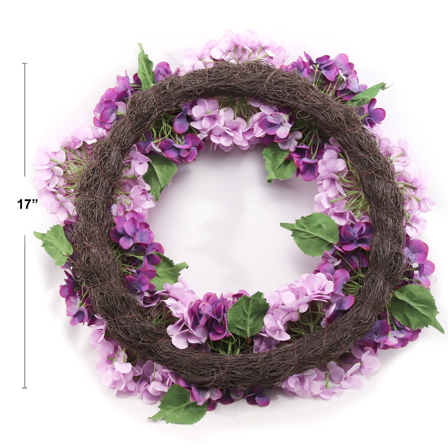 24&#x22; Mixed Purple Hydrangea Wreath with Grapevine Ring by Floral Home&#xAE;